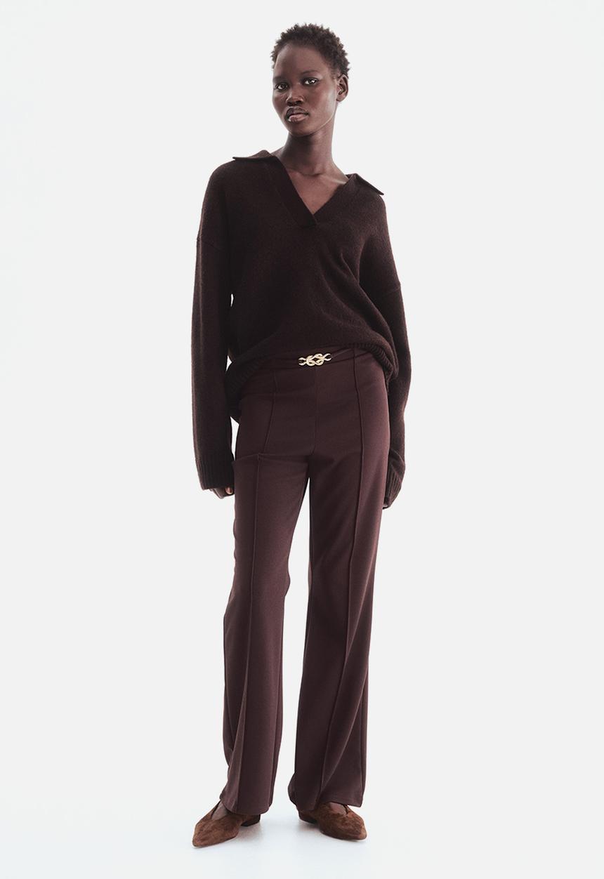 H&M - Bootcut ponte di roma trousers - dark brown