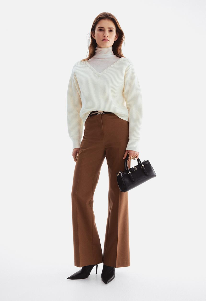 H&M - Belted bootcut trousers - brown