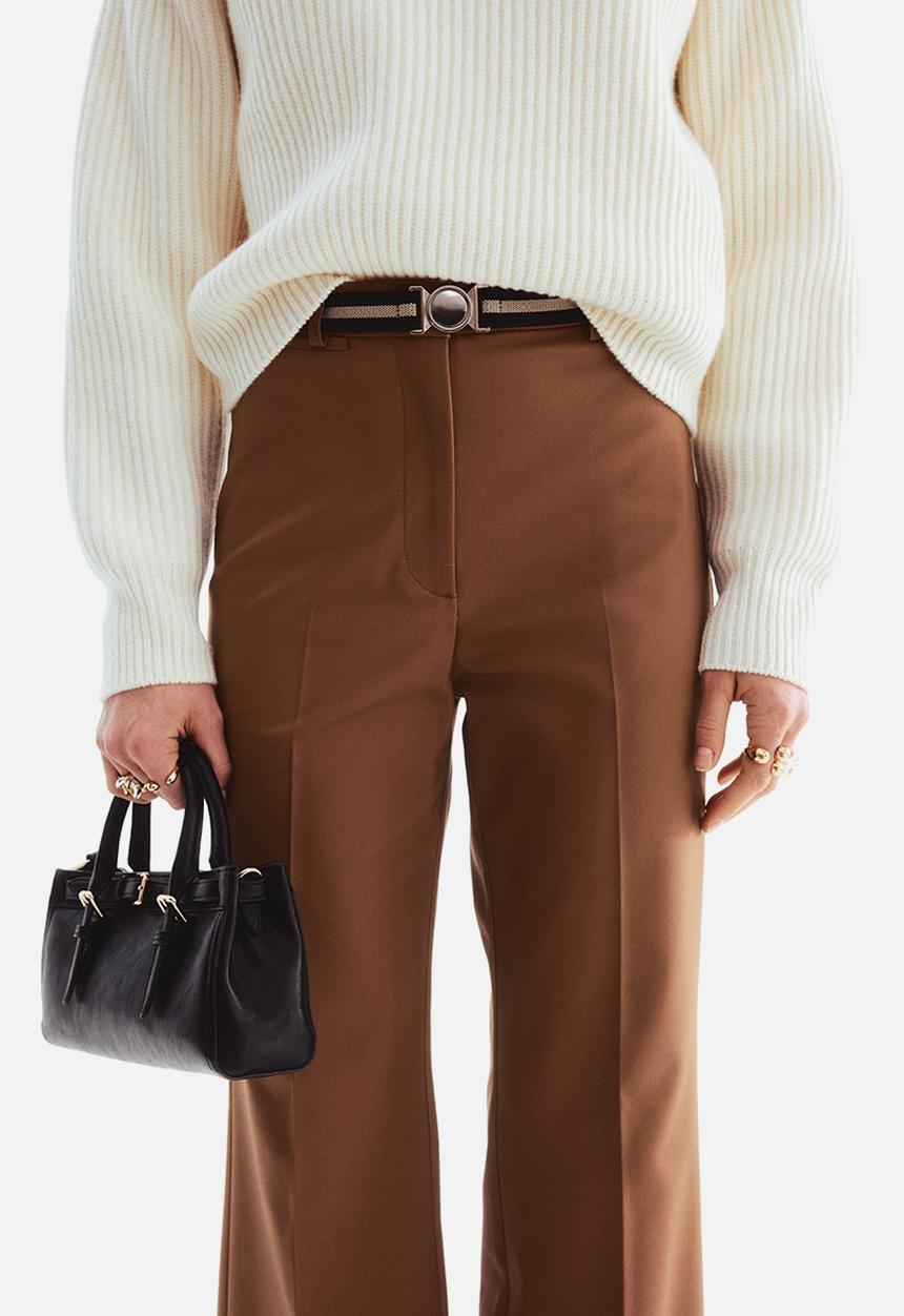 H&M - Belted bootcut trousers - brown