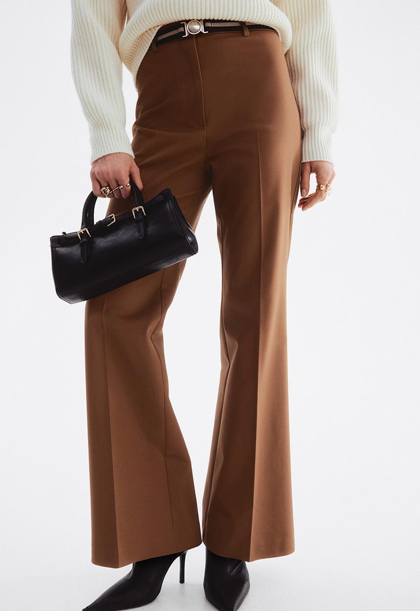 H&M - Belted bootcut trousers - brown