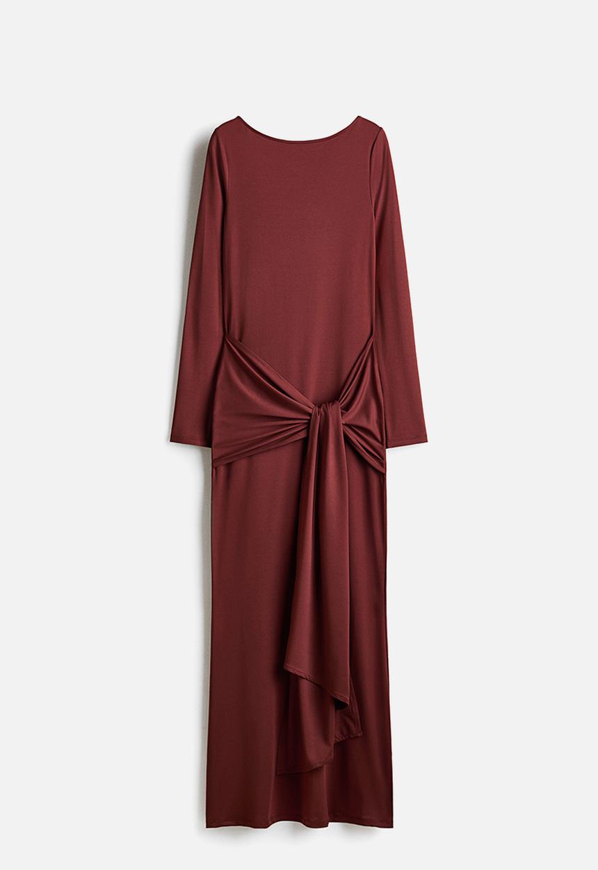 H&M - Tie-detail jersey dress - rust brown