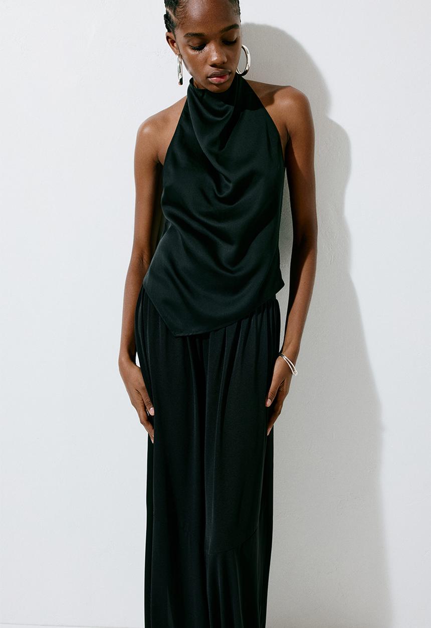H&M - Asymmetric halterneck top - black