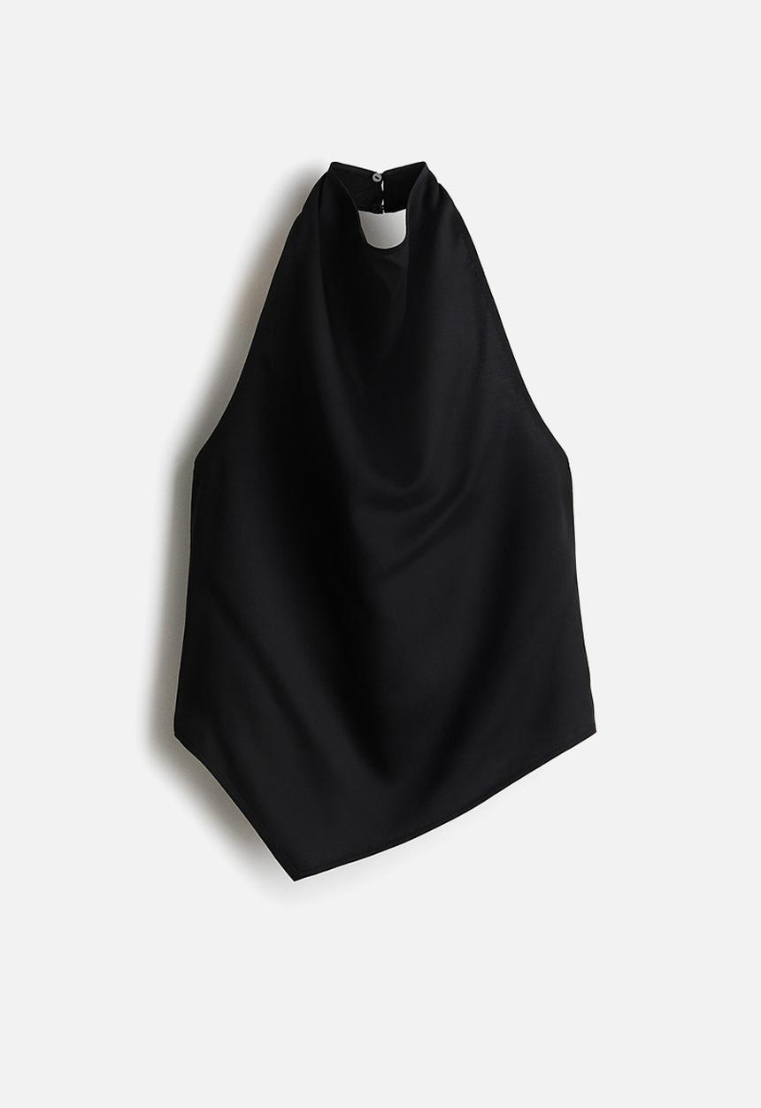 H&M - Asymmetric halterneck top - black