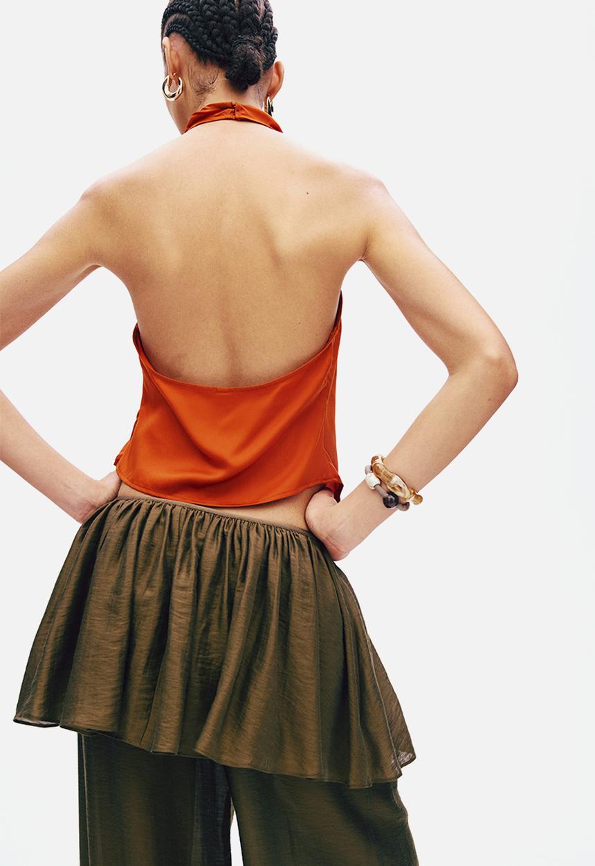 H&M - Asymmetric halterneck top - dark orange