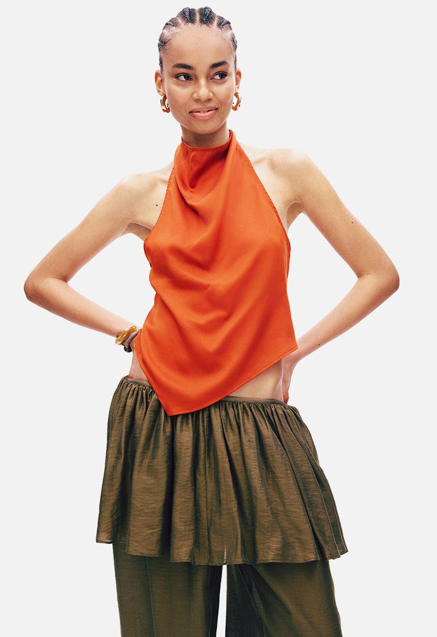 H&M - Asymmetric halterneck top - dark orange