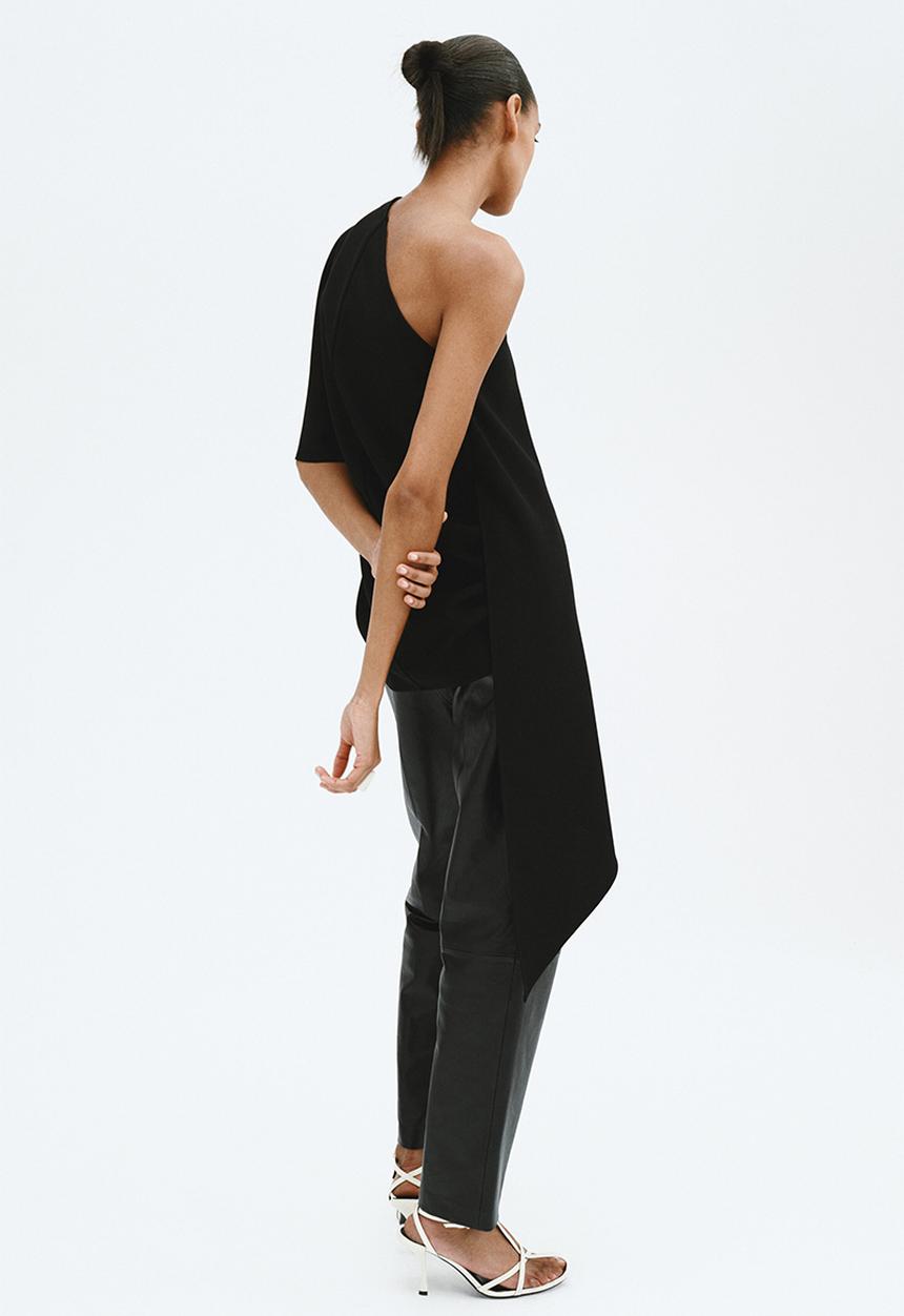 H&M - One-shoulder cape top - black