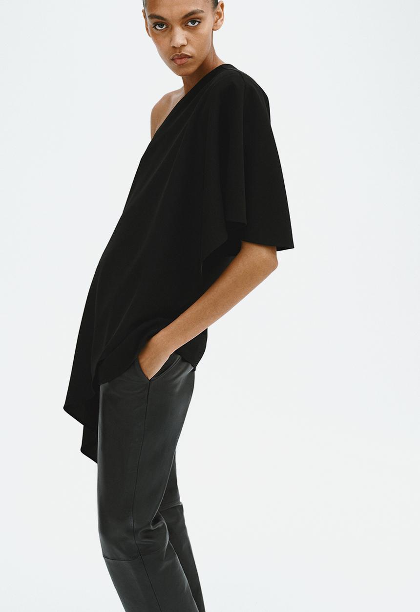 H&M - One-shoulder cape top - black