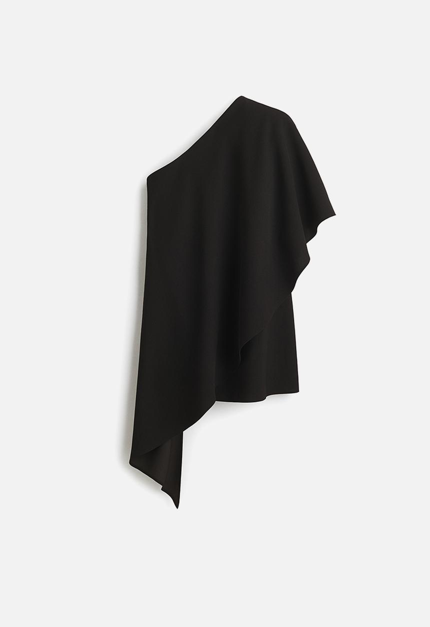 H&M - One-shoulder cape top - black