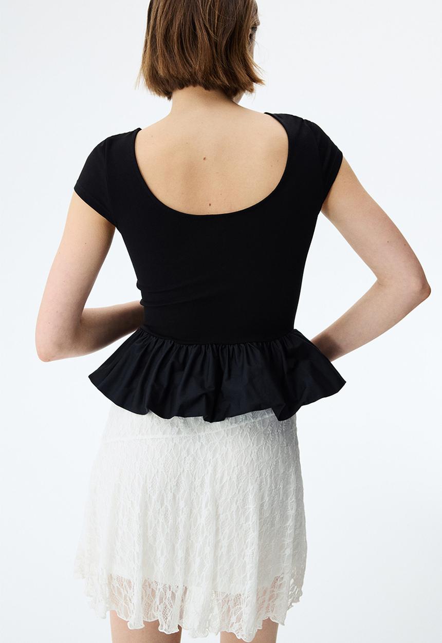 H&M - Flounced lace skirt - white