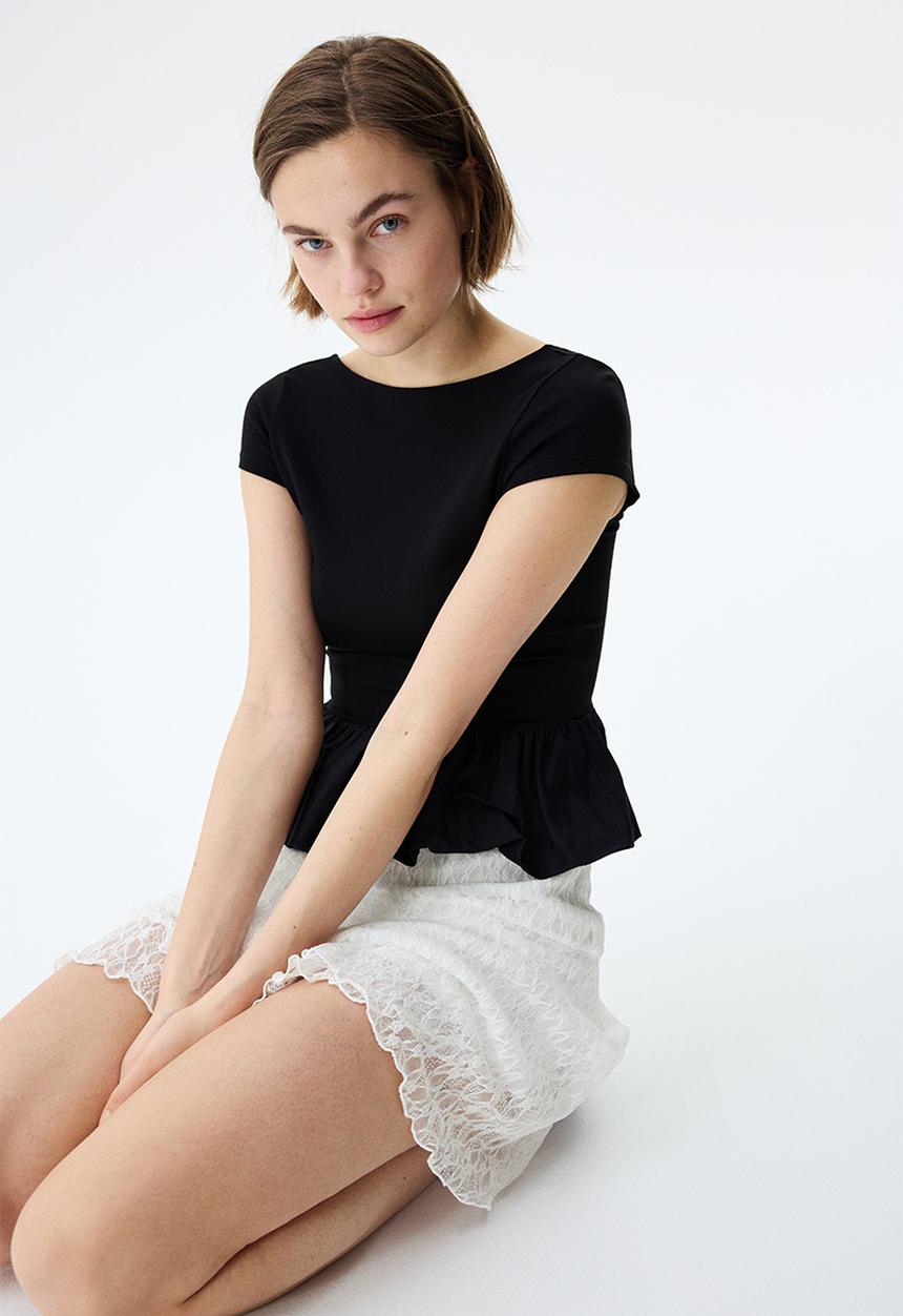 H&M - Flounced lace skirt - white