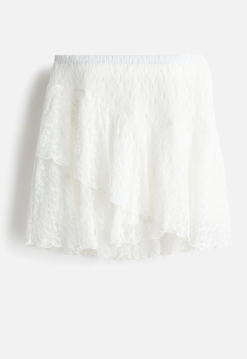 H&M - Flounced lace skirt - white