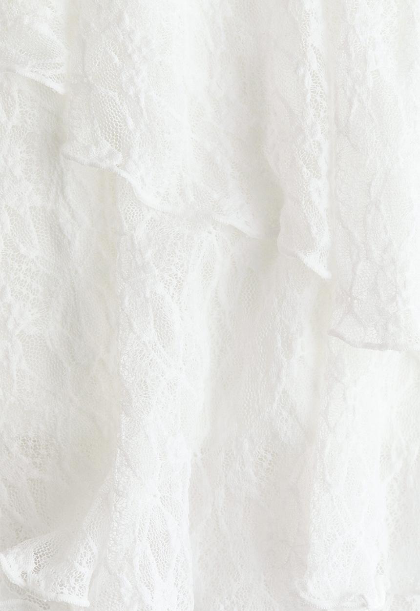 H&M - Flounced lace skirt - white