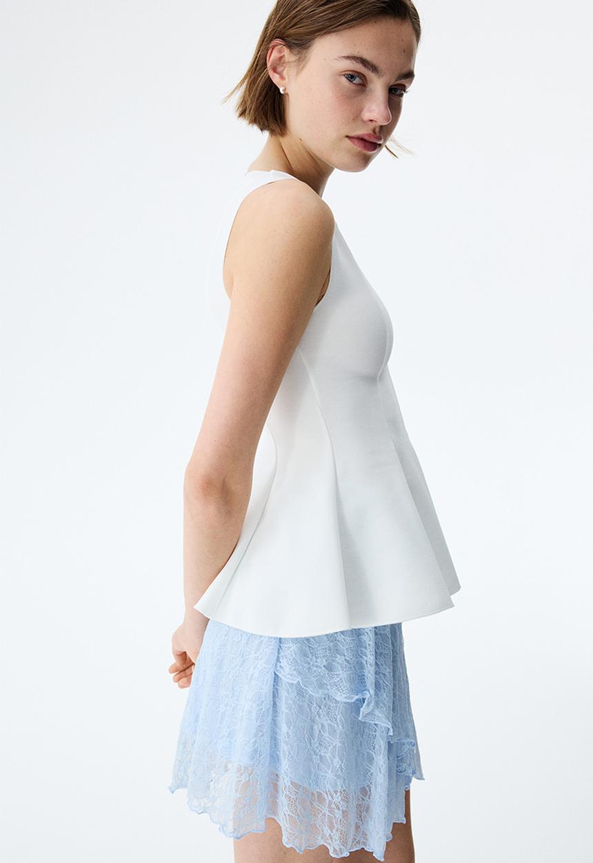 H&M - Flounced lace skirt - light blue