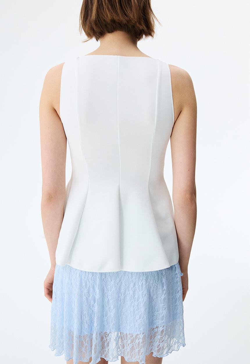 H&M - Flounced lace skirt - light blue