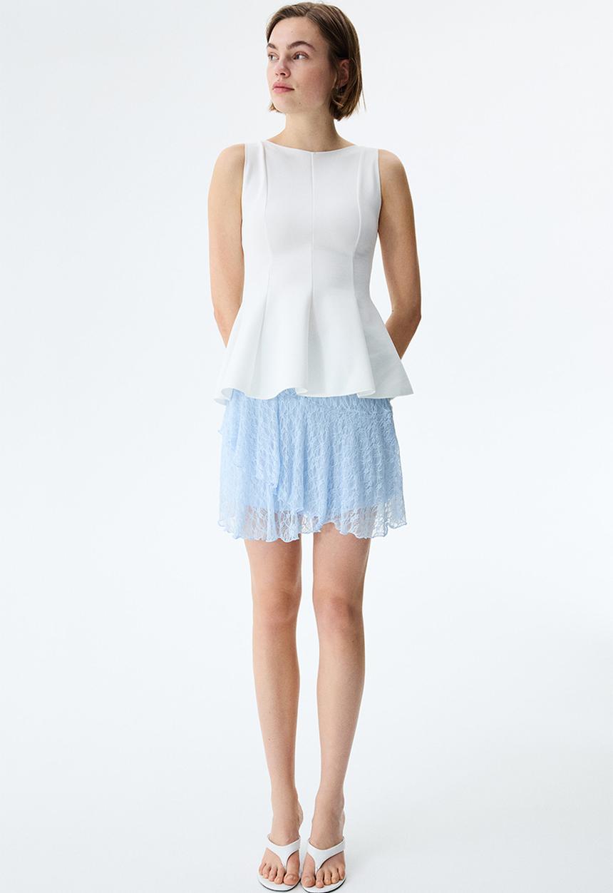 H&M - Flounced lace skirt - light blue