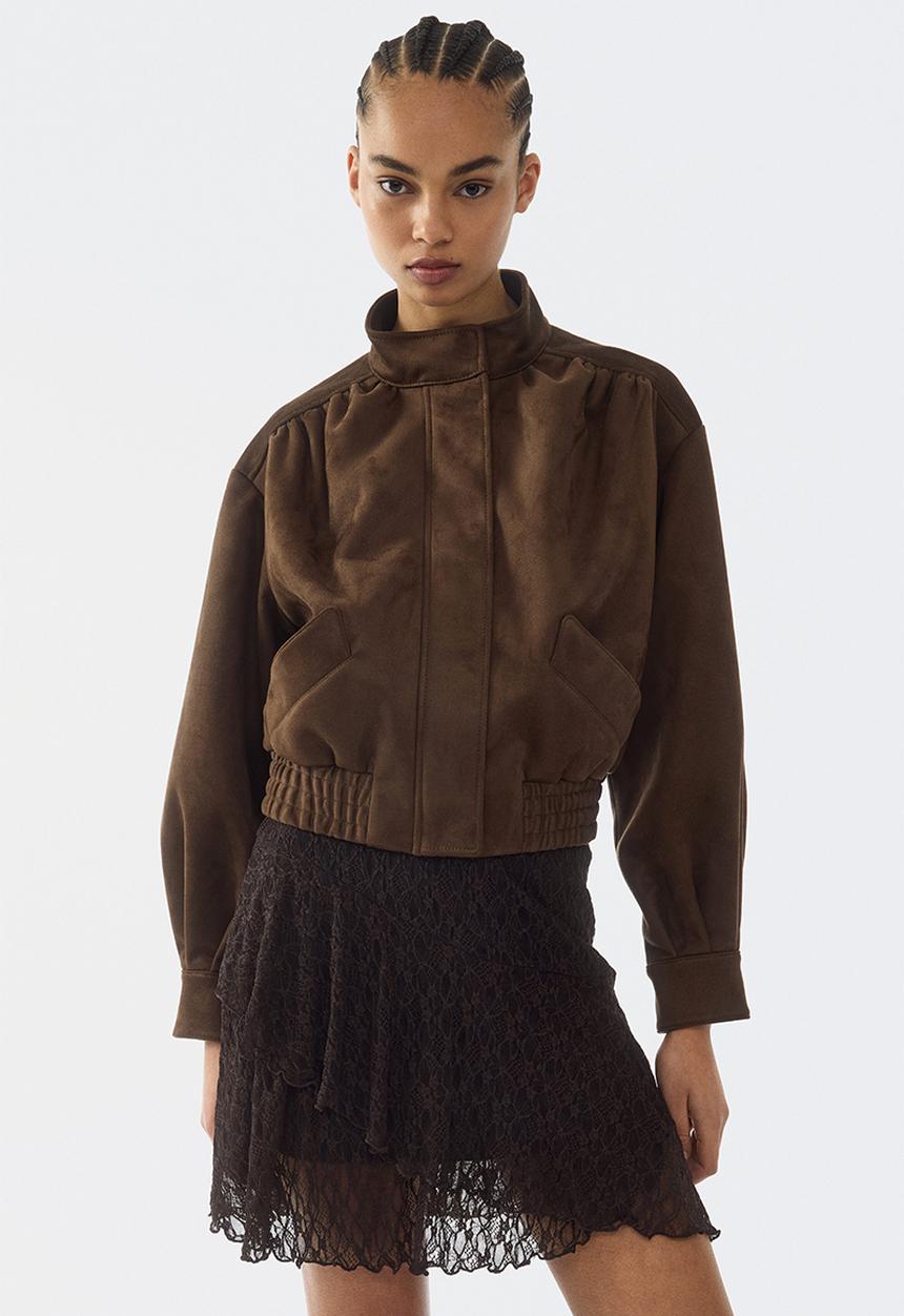 H&M - Flounced lace skirt - dark brown