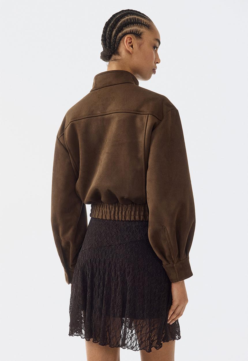 H&M - Flounced lace skirt - dark brown