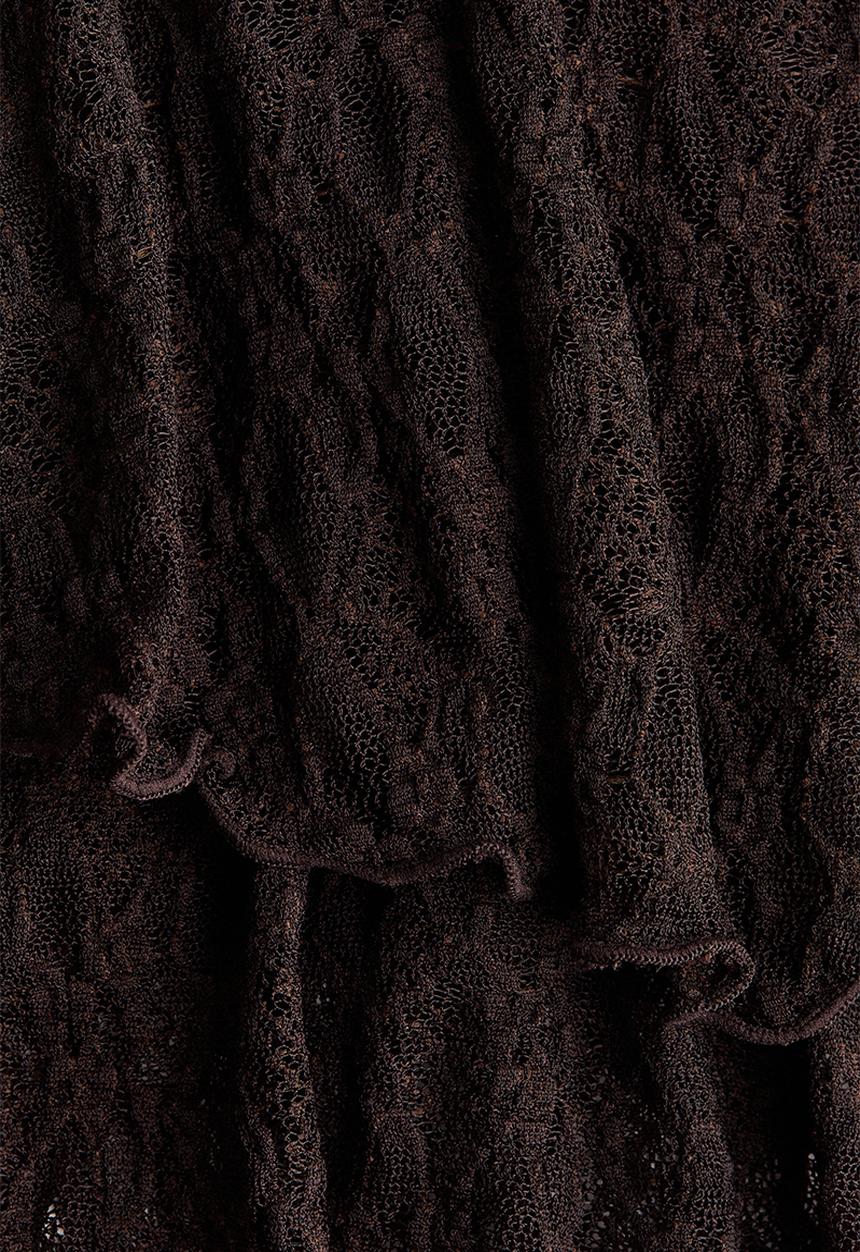 H&M - Flounced lace skirt - dark brown