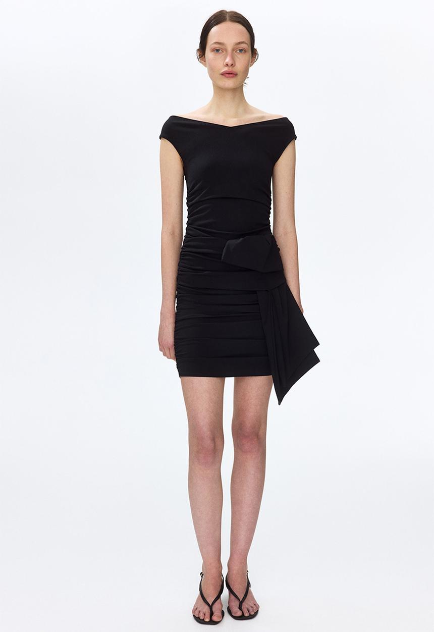 H&M - Draped off-the-shoulder dress - black