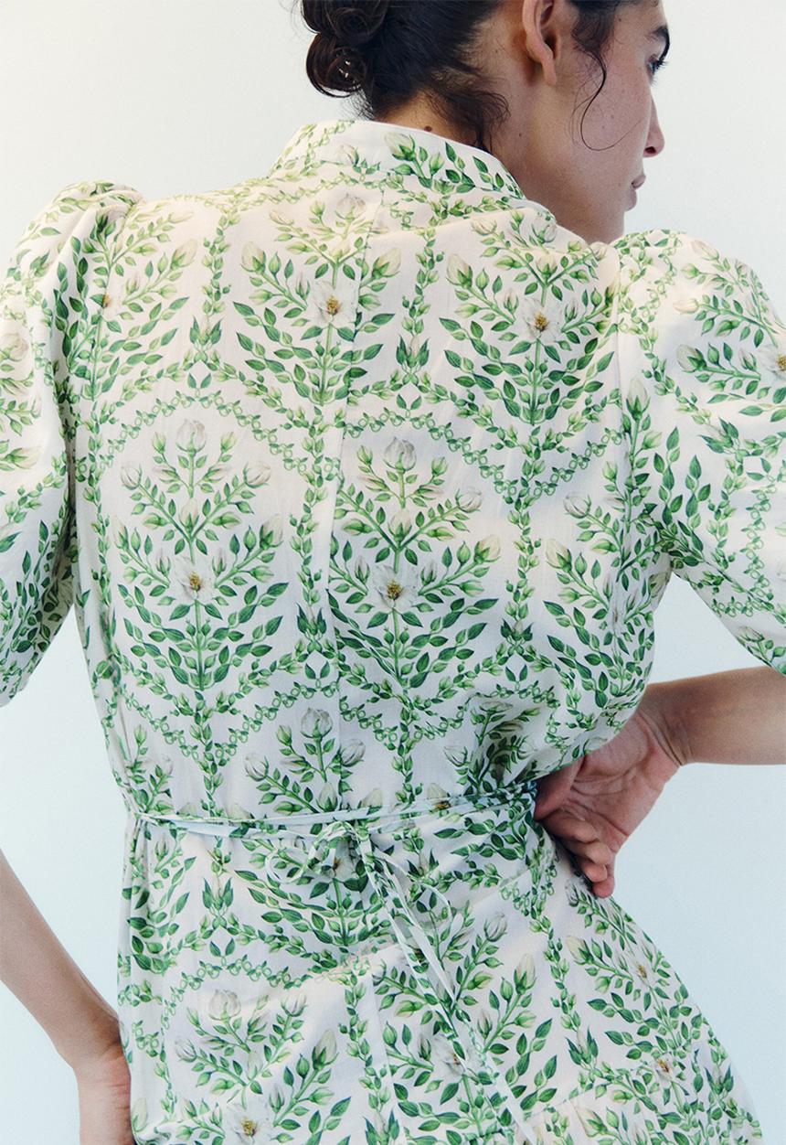 H&M - Long cotton dress - white/floral