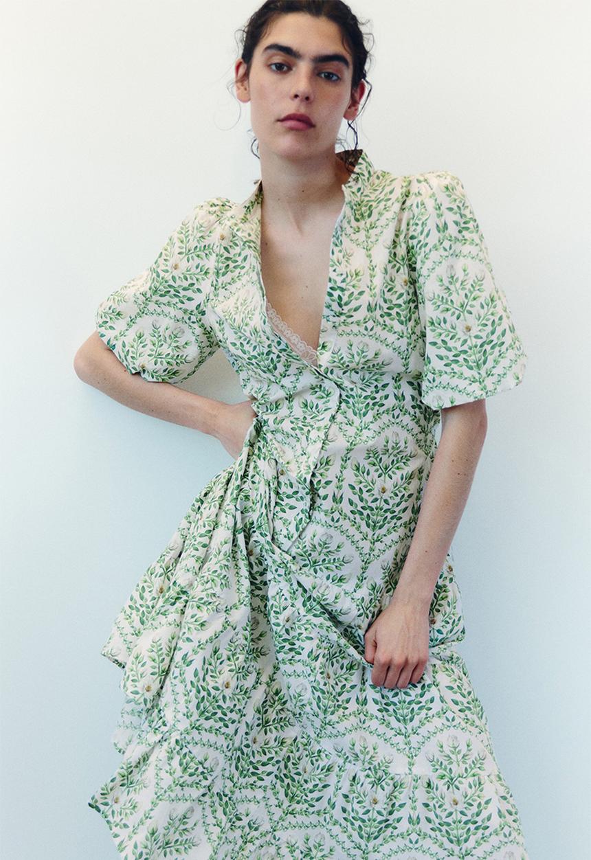 H&M - Long cotton dress - white/floral