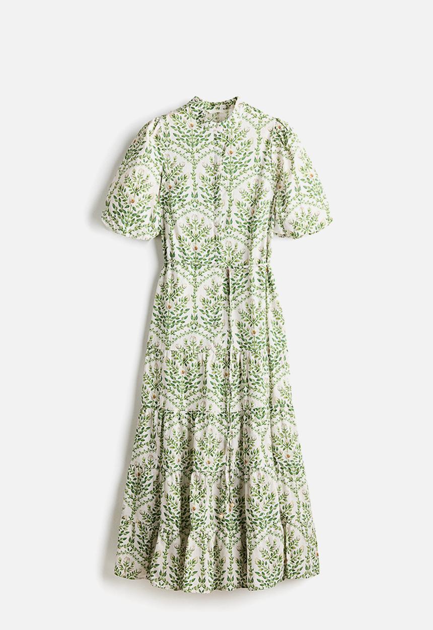 H&M - Long cotton dress - white/floral
