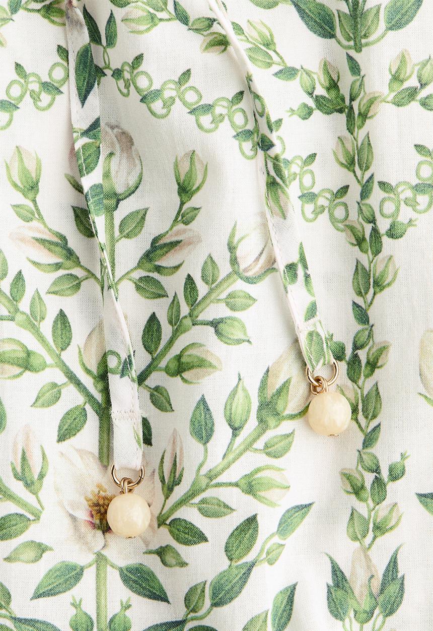 H&M - Long cotton dress - white/floral