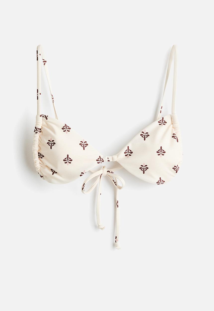 H&M - Padded triangle bikini top - cream/floral