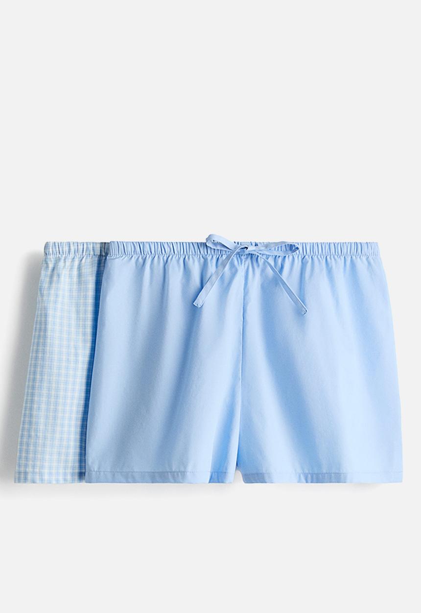 H&M - 2-Pack pyjama shorts - blue/checked
