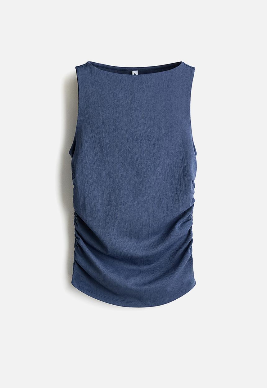 H&M - Ruched jersey top - dark blue