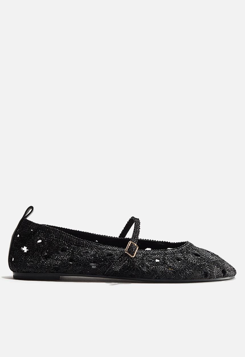 H&M - Straw mary jane ballet flats - black