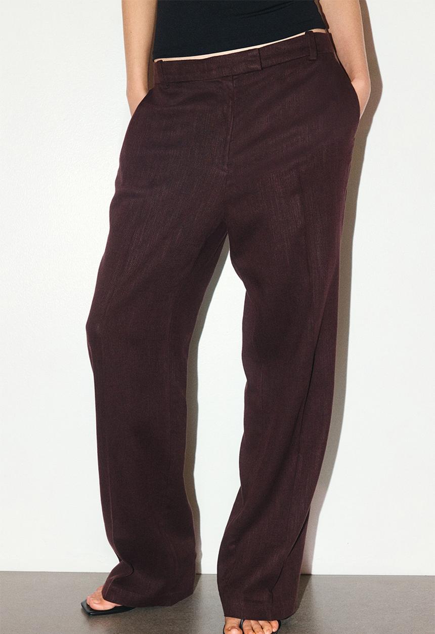 H&M - Linen-blend tailored trousers - dark brown