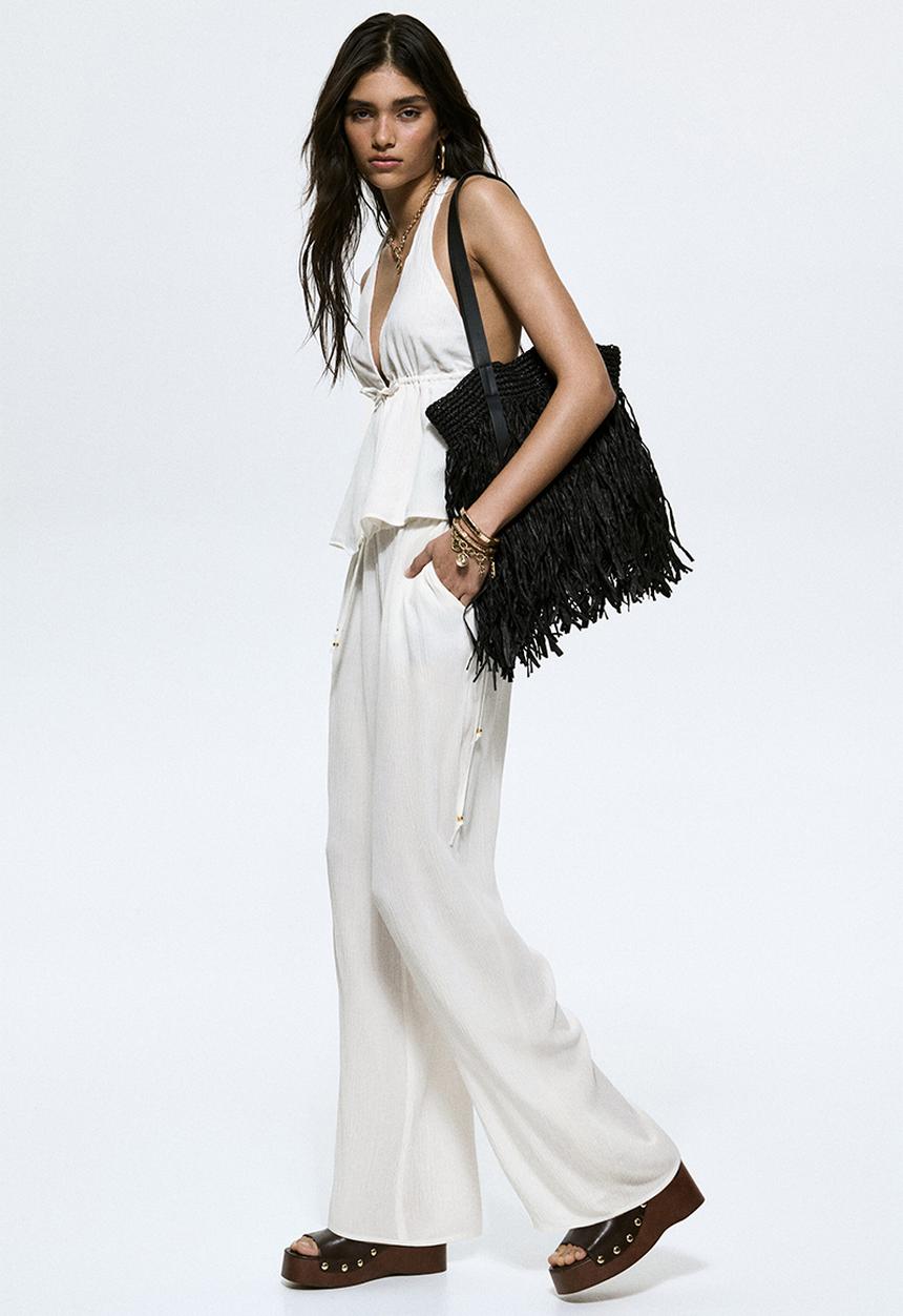 H&M - Viscose drawstring trousers - white