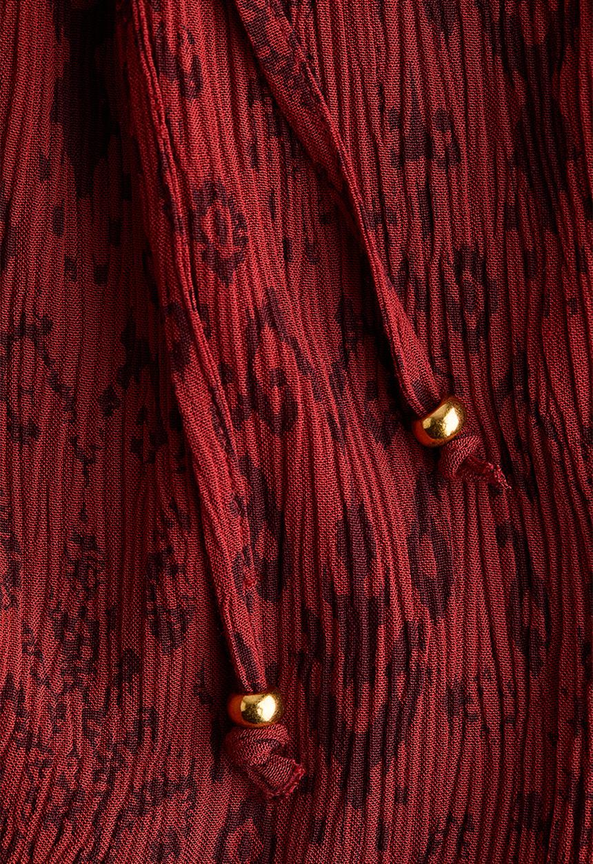 H&M - Viscose drawstring trousers - red/patterned