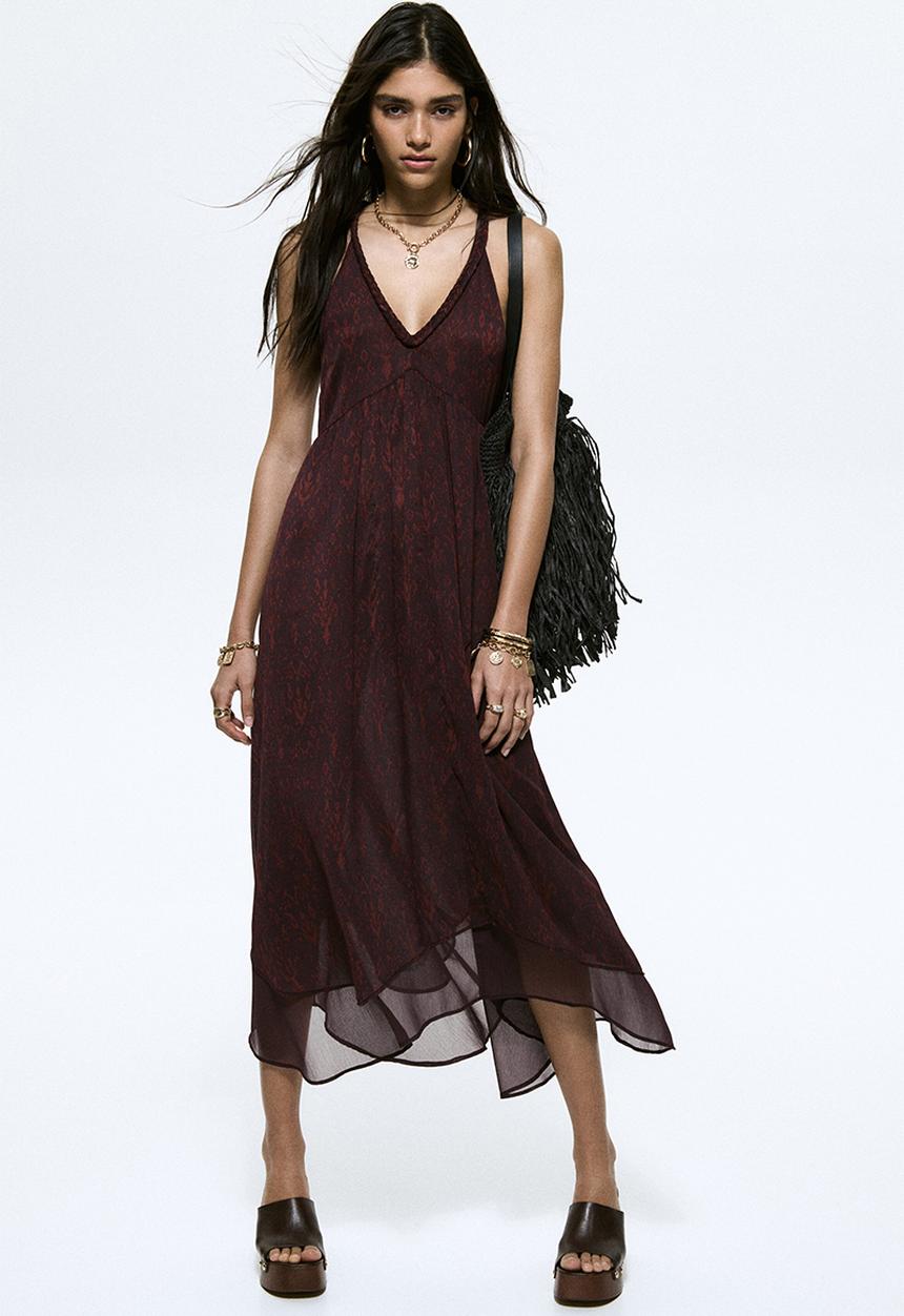 H&M - Chiffon maxi dress - dark brown/patterned