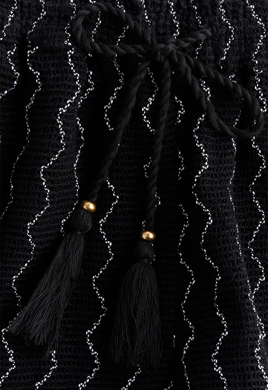 H&M - Crochet-look shorts - black/striped