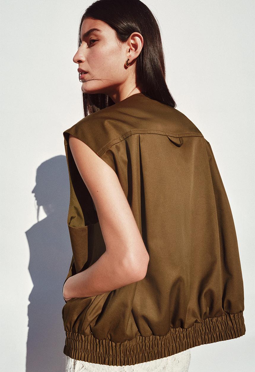 H&M - Twill gilet - dark golden olive