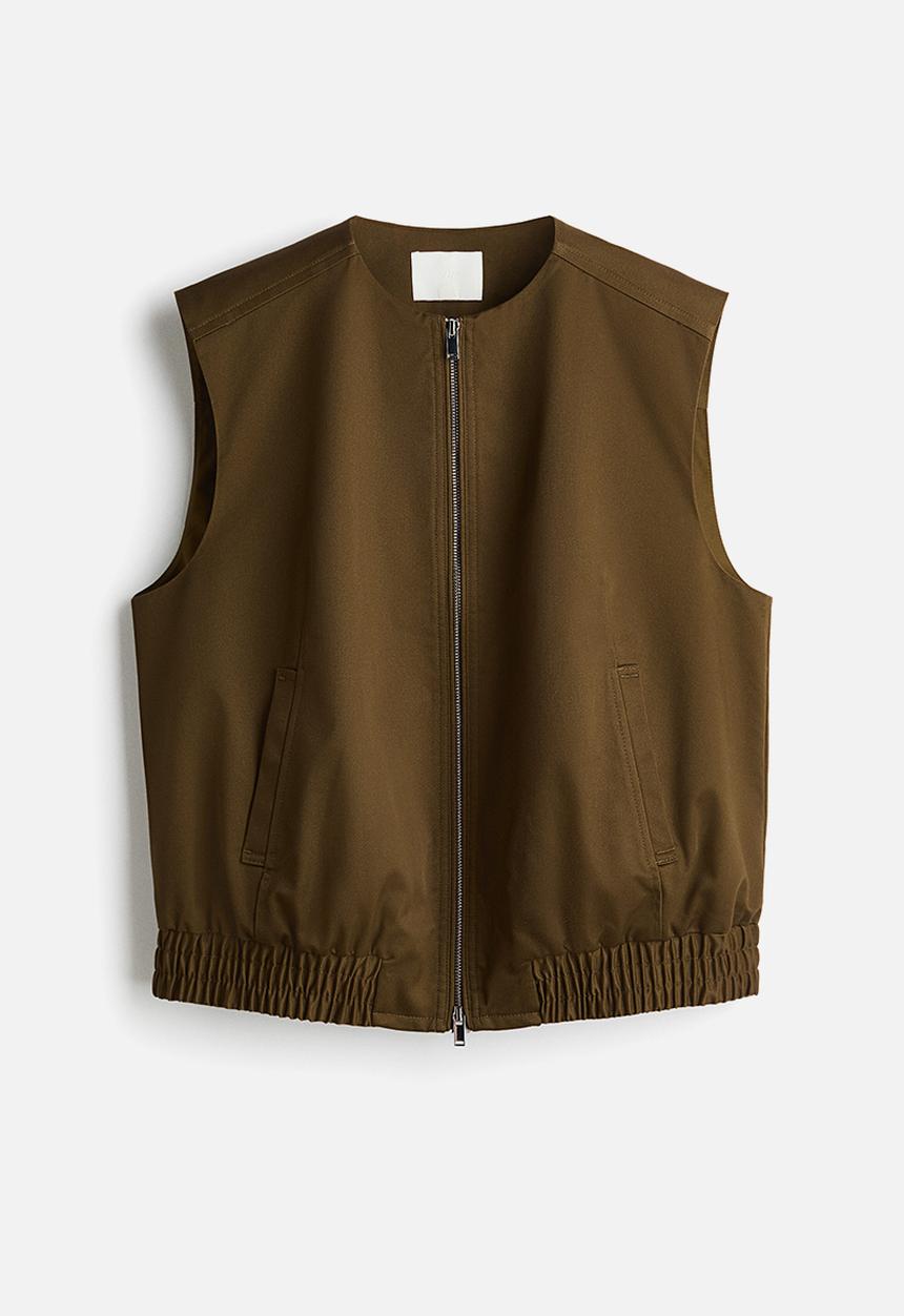 H&M - Twill gilet - dark golden olive