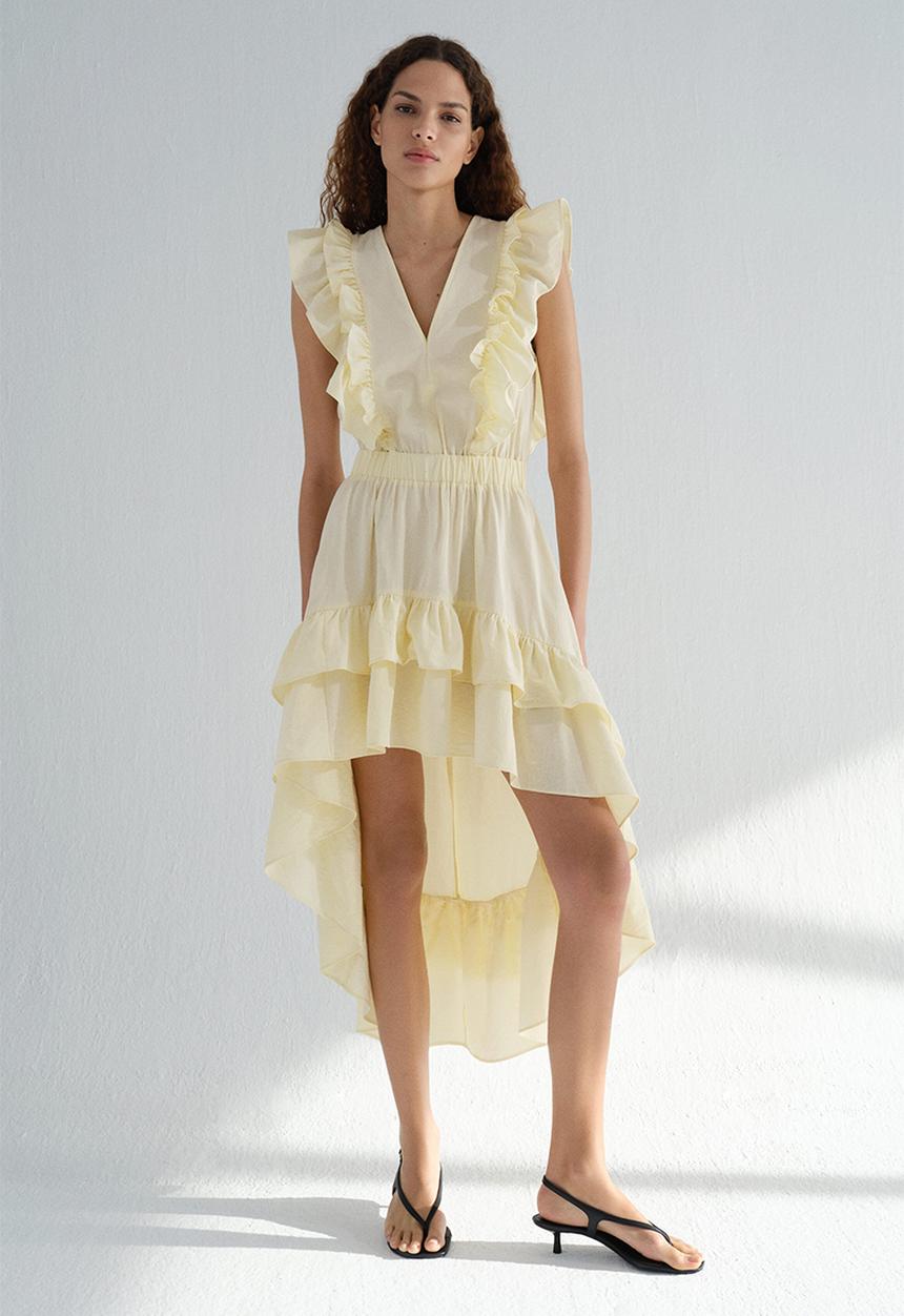 H&M - Frilled dress - pale yellow