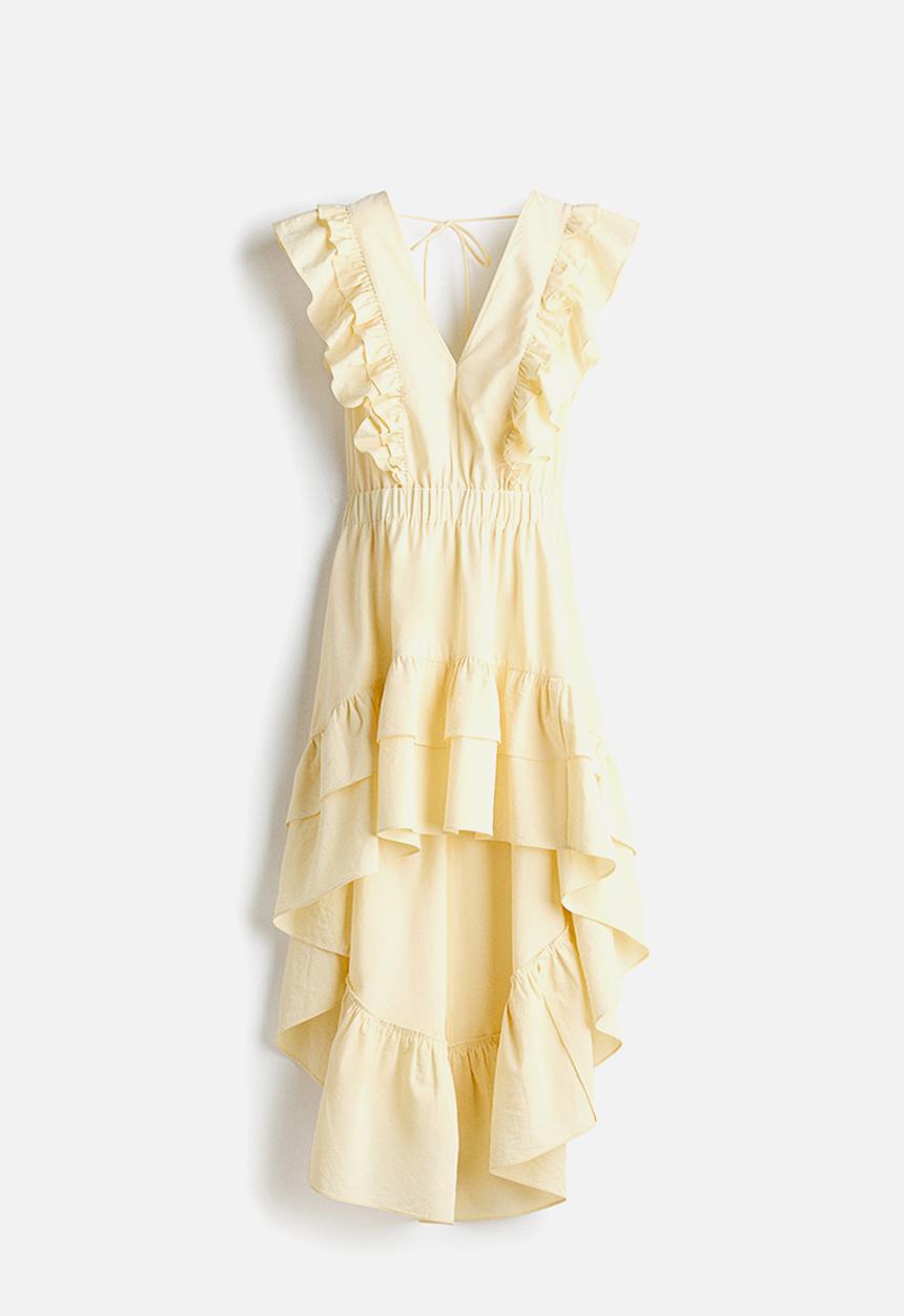 H&M - Frilled dress - pale yellow