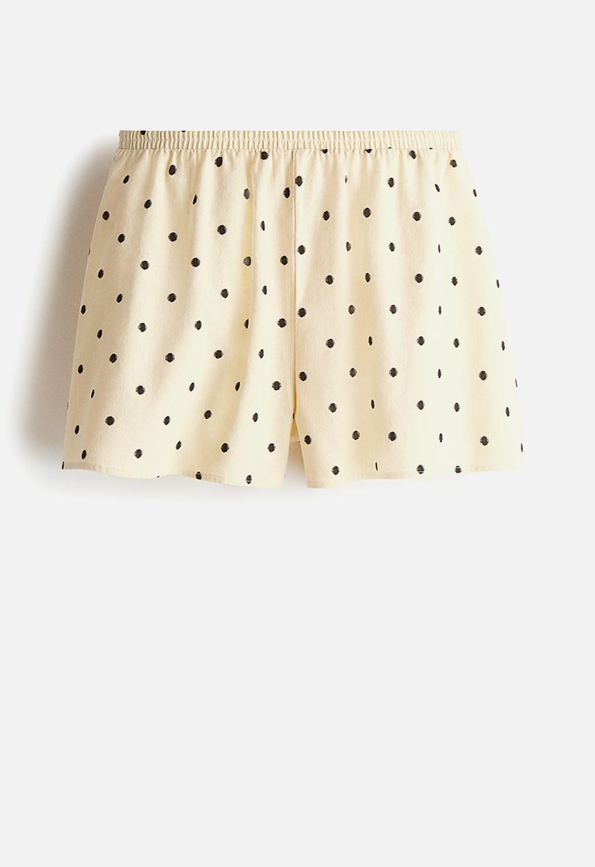 H&M - Linen-blend shorts - pale yellow/polka dot