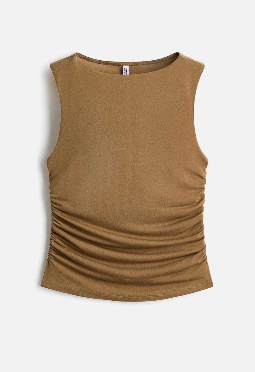 H&M - Draped jersey top - dark beige
