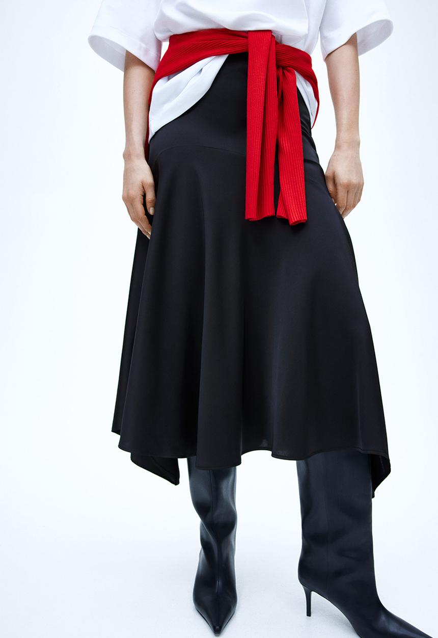 H&M - Satin twill skirt - black