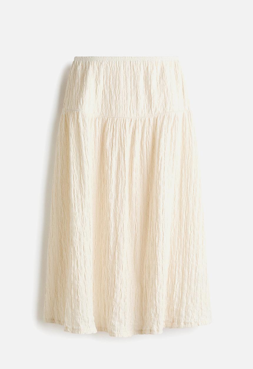 H&M - Textured jersey midi skirt - cream