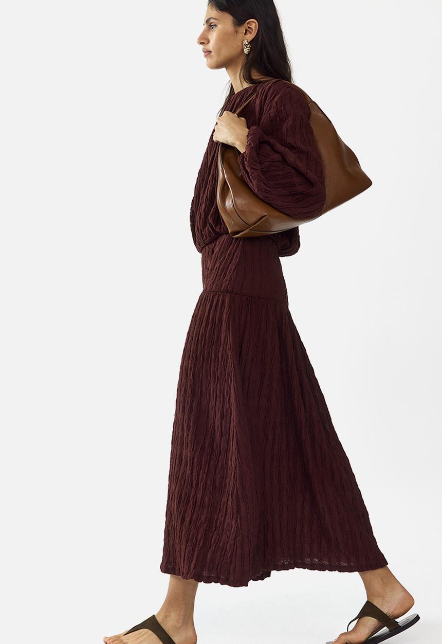 H&M - Textured jersey midi skirt - dark brown
