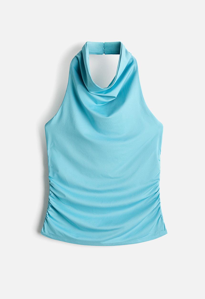 H&M - Gathered halterneck top - turquoise