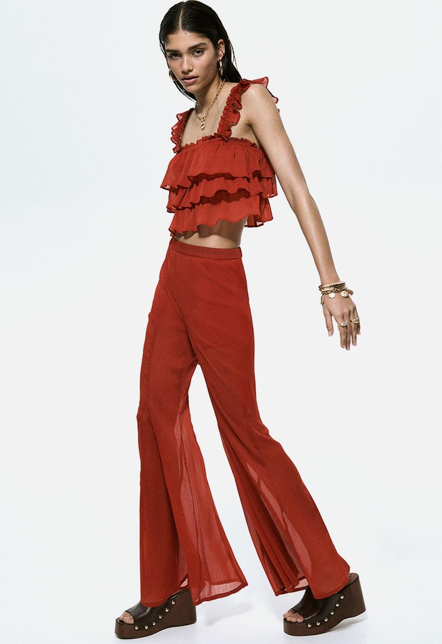 H&M - Tiered crinkled top - red