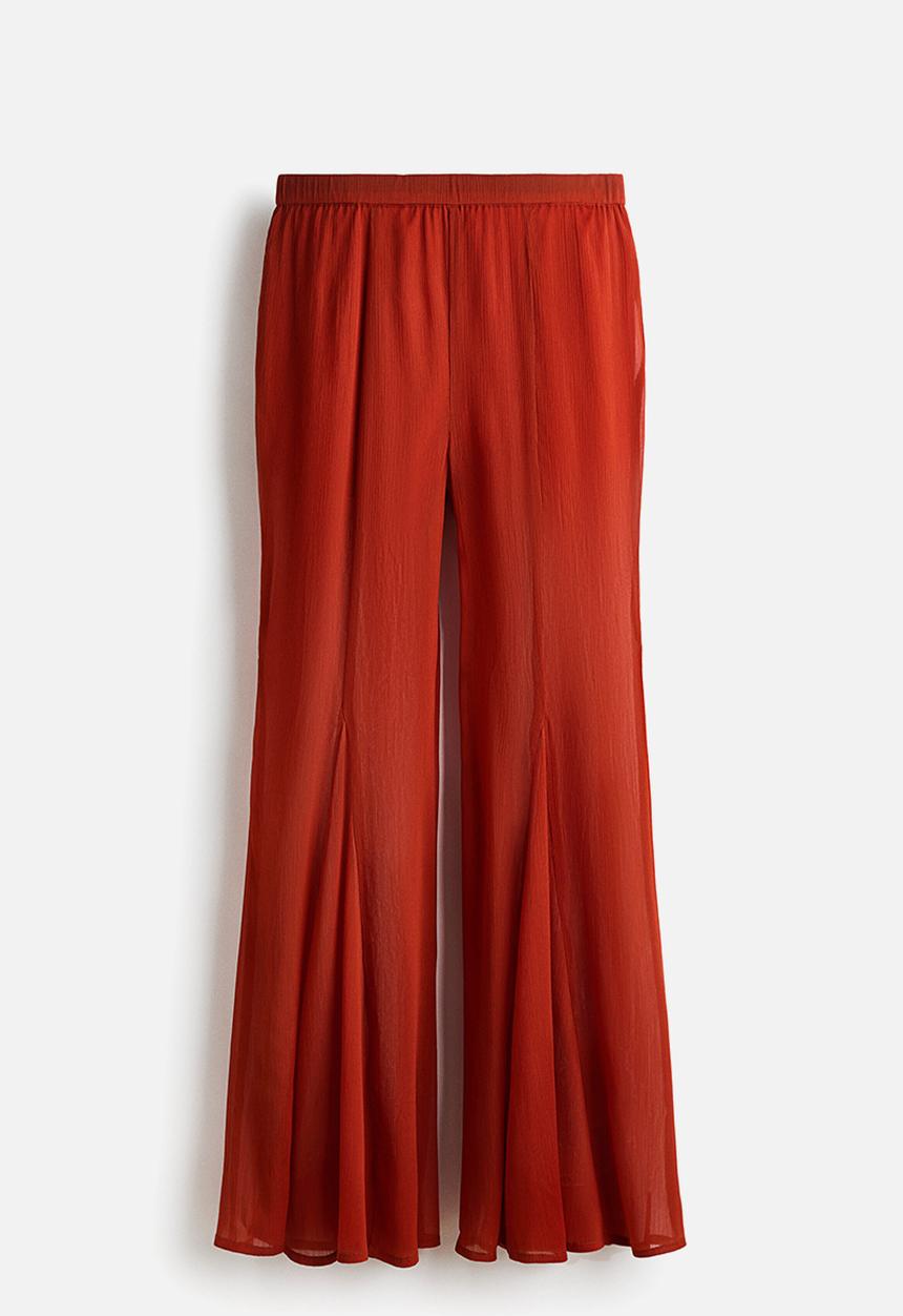 H&M - Flared crinkled trousers - red