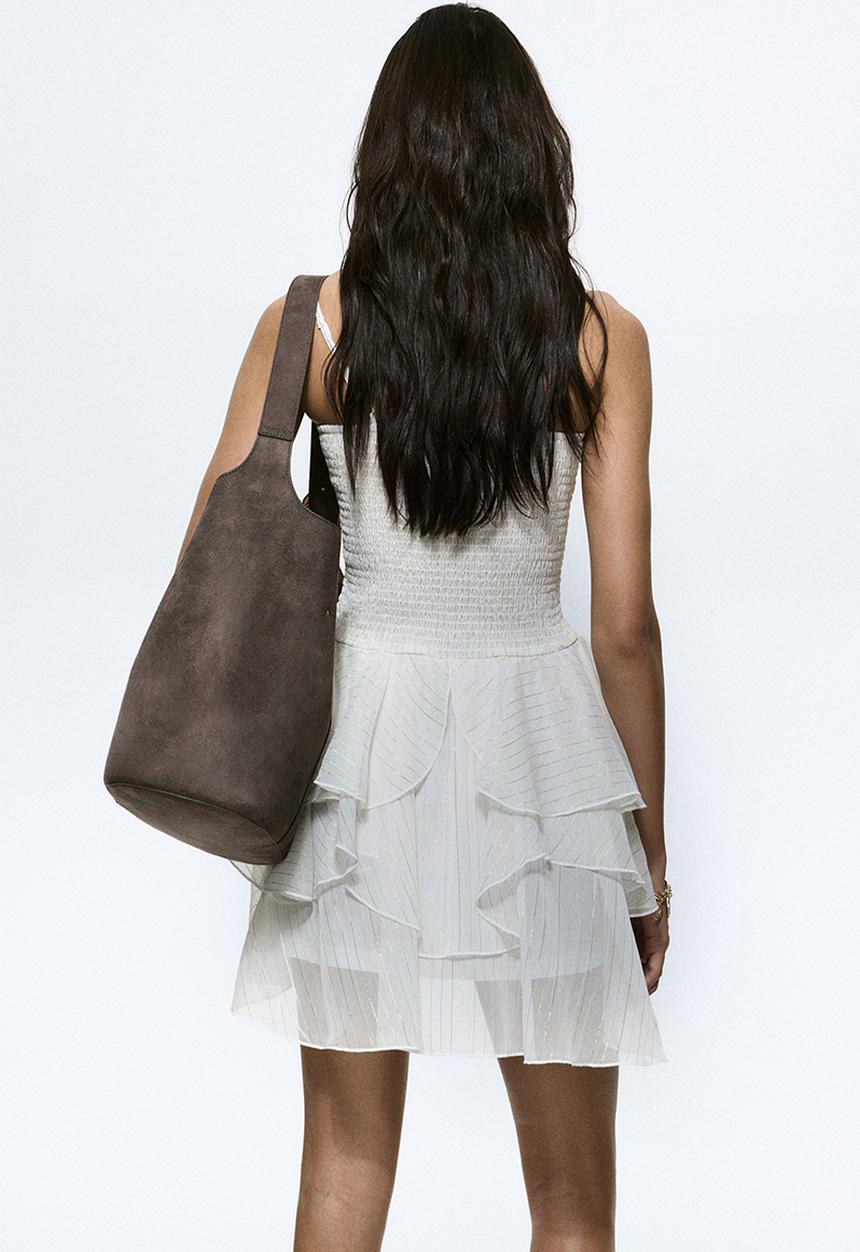 H&M - Smocked strappy dress - white/gold-coloured