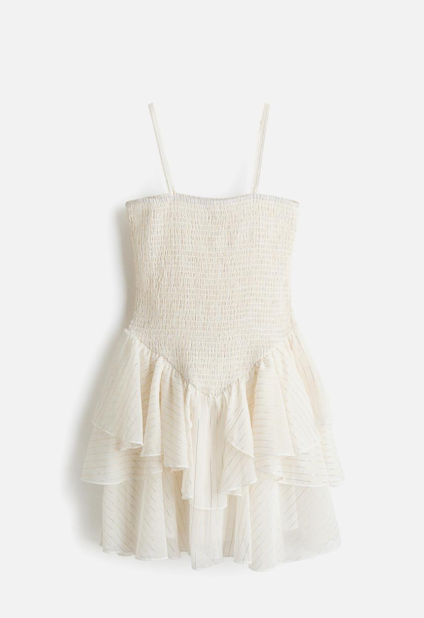 H&M - Smocked strappy dress - white/gold-coloured